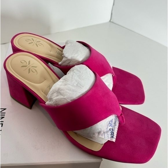 NINE WEST Womens Pink Shock Comfort Breathable Non-Slip Gelina Square Toe Block - Picture 7 of 12